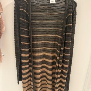 Daytrip Black and Tan Striped Cardigan